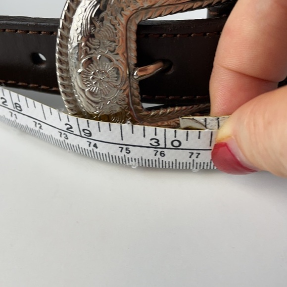 Silver and Brown Genuine Leather Women's Belt - Picture 6 of 16